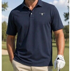 Large Peter Millar Summer Comfort Polo Men’s Navy Blue Texas Longhorns Skull
